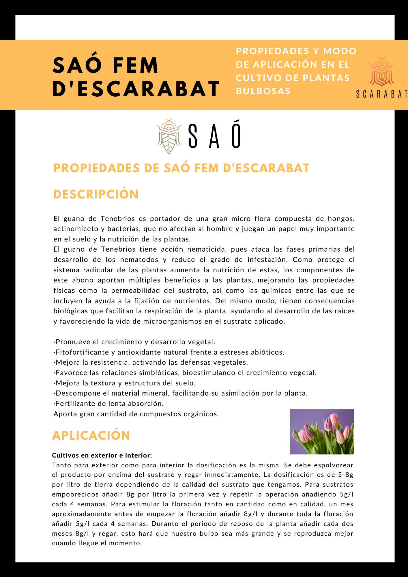 SAÓ FEM D´ESCARABAT ABONO ECOLÓGICO BOLSA DE 125 GR.