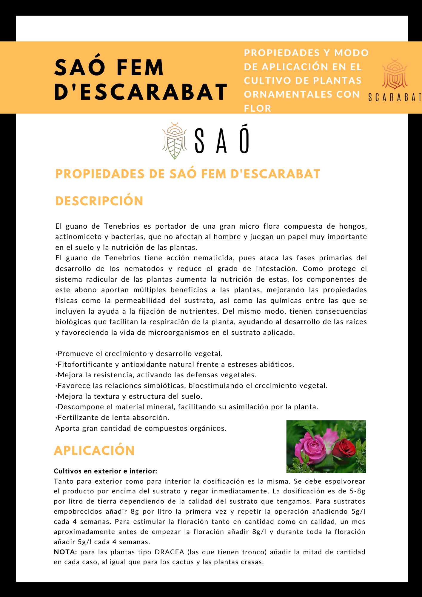 SAÓ FEM D´ESCARABAT ABONO ECOLÓGICO BOLSA DE 350 GR.